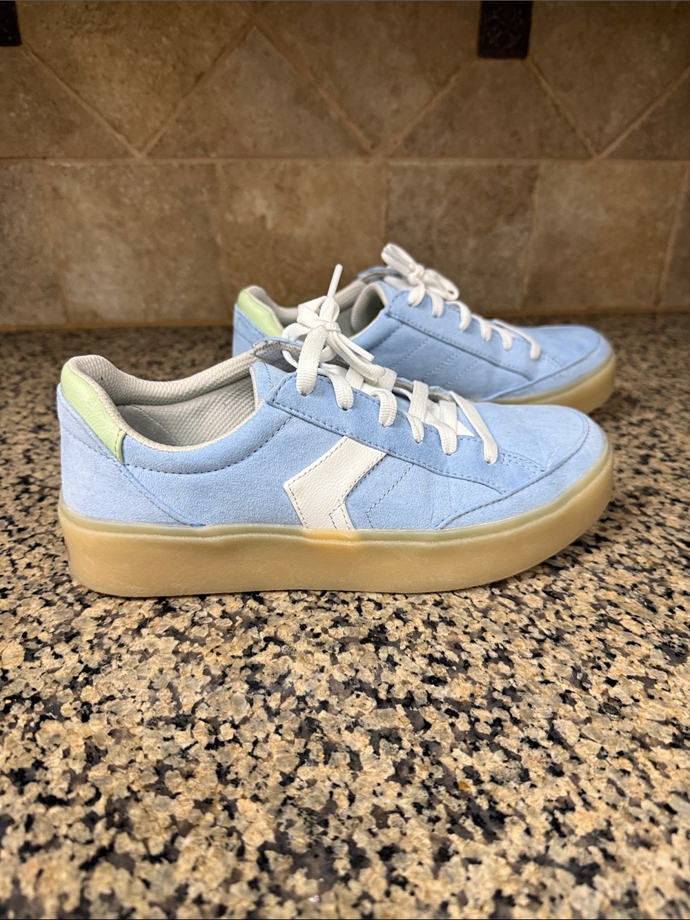 Dr Scholls Light Blue Suede Lace-Up Sneakers